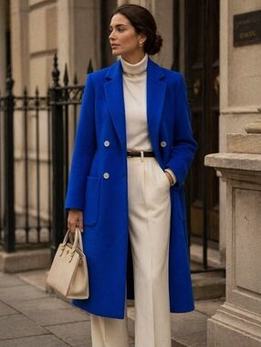 royal blue party dress for women Kate Middleton Royal Blue Midi Coat Dress – opalroyaleclothing main image 1